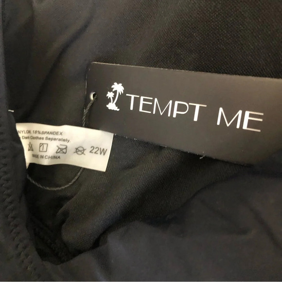 TEMPT Me Swimsuit Plunge V-neck Monokini Sexy Hollow Out Black Criss Cross 22W - Picture 9 of 11